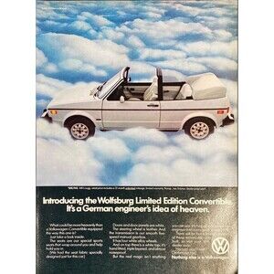 VW Wolfsburg Limited Edition Convertible "Engineers Idea of Heaven"Print Ad 1983